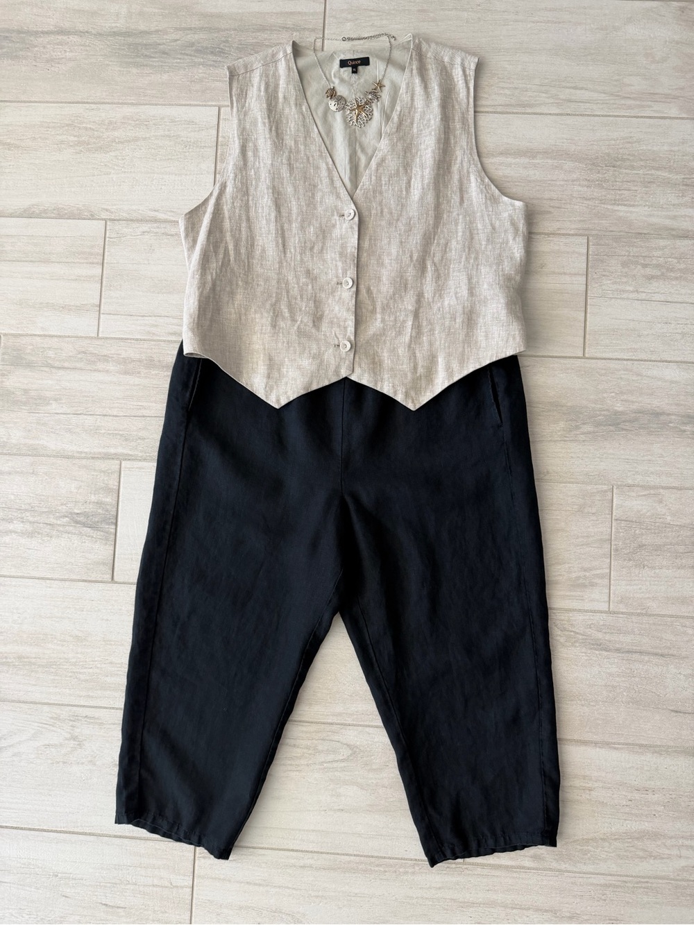 Quince 100% European Linen Vest – Flax, Size XL Like New